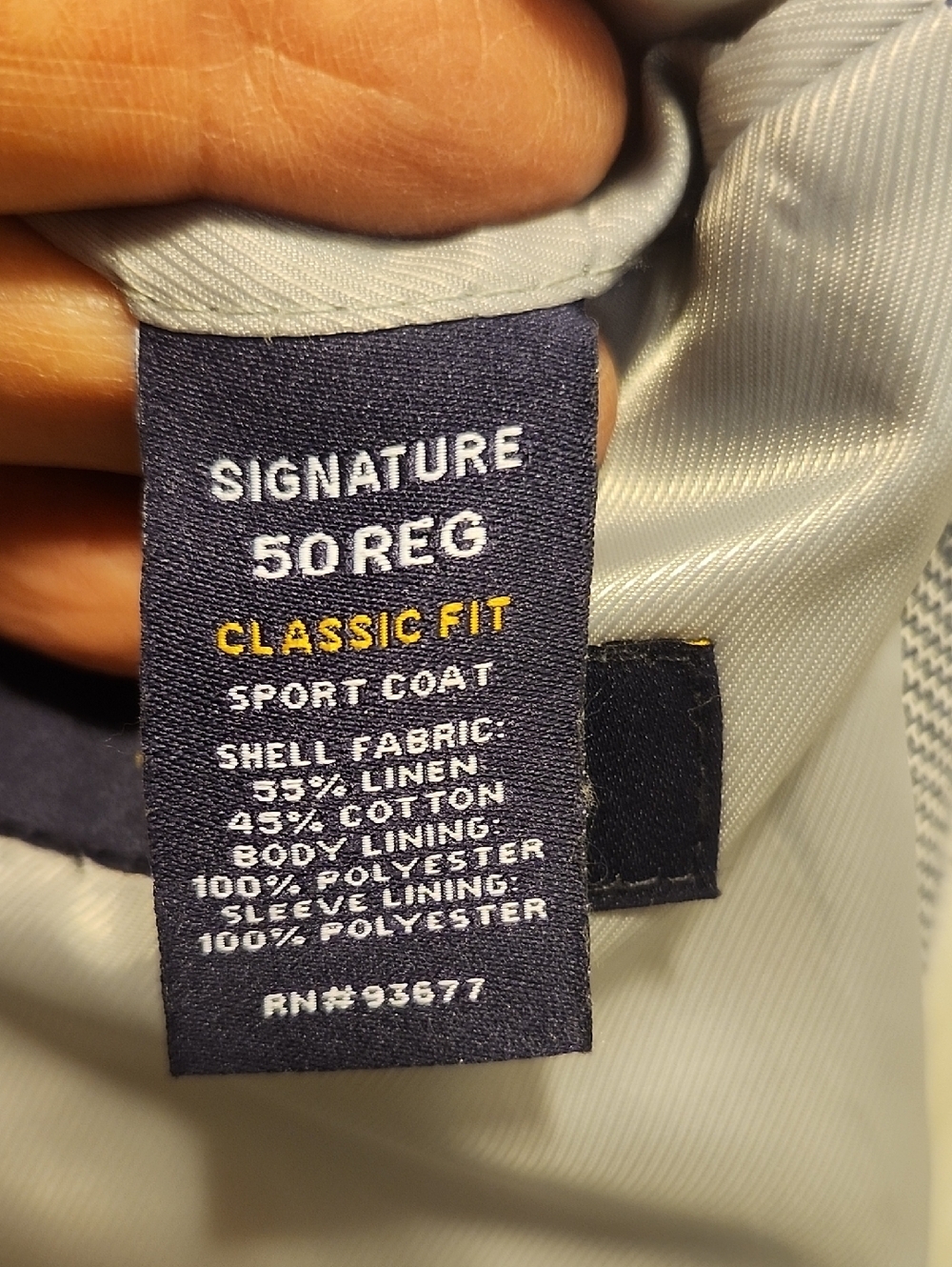 Stafford Sport Coat Blazer Mens Size 50 R Linen Cotton Blend Blue Window Pane - Picture 6 of 10